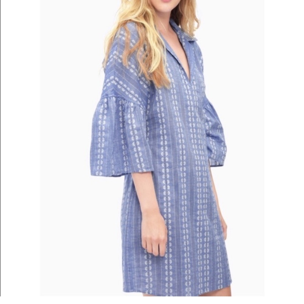 Splendid Blue Cotton Embroidered Dress
